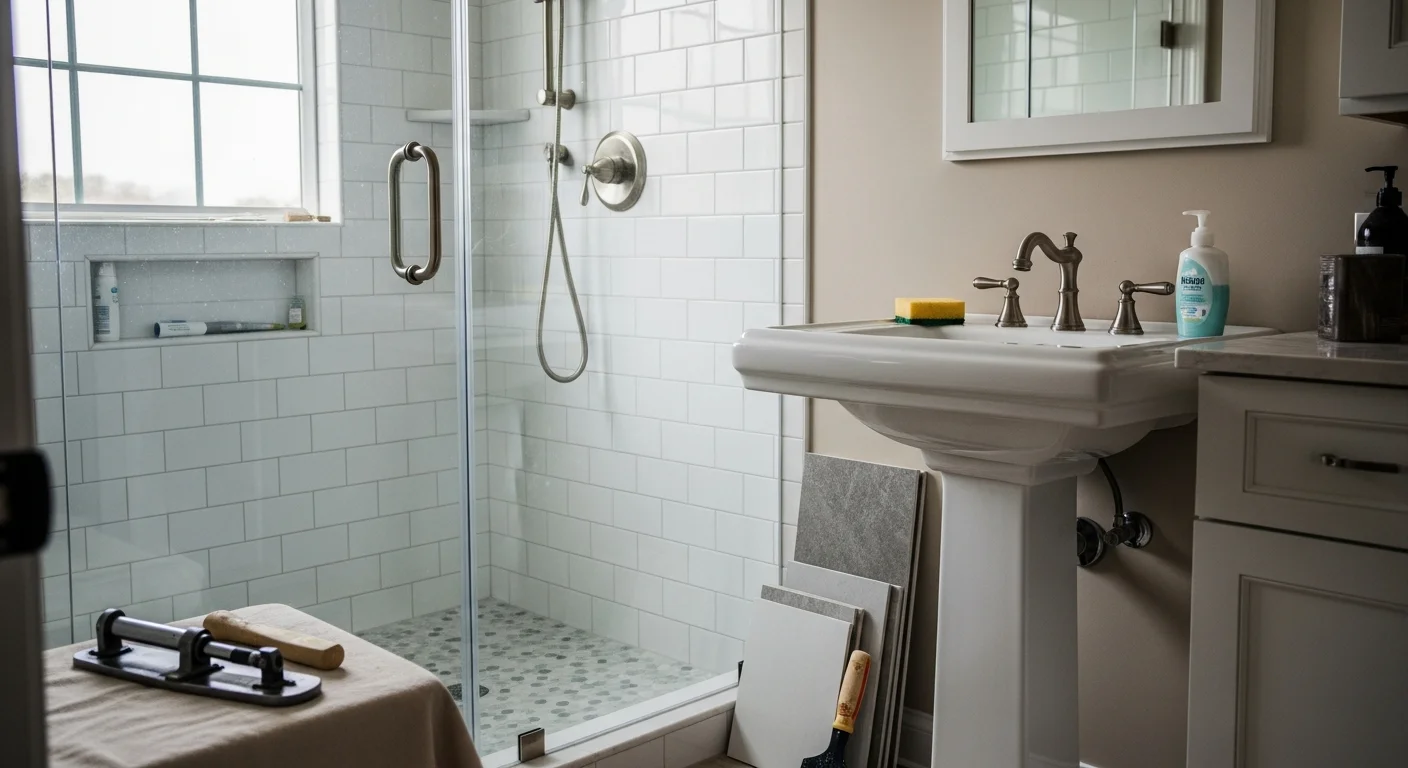 Bathroom remodeling with new tile and shower installation