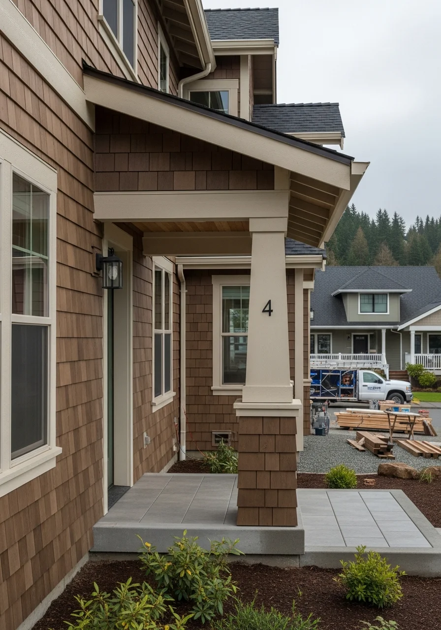A Gig Harbor residential property with quality exterior finishes suited to the waterfront climate.