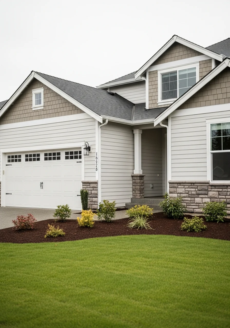 A well-maintained Pierce County home with professional landscaping and clear property lines.