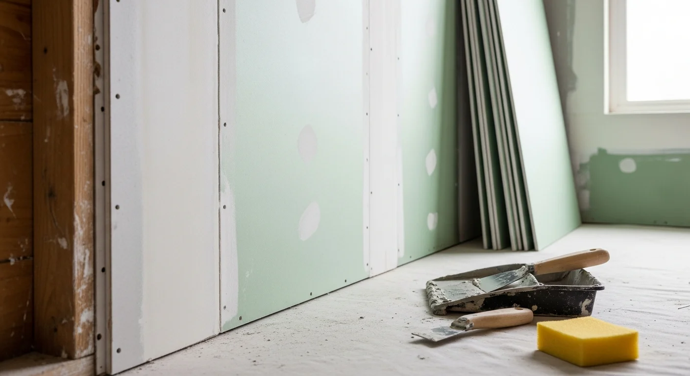 Freshly installed and finished drywall covering the walls and ceiling of a remodeled interior room in a Tacoma home. Smooth, paint-ready surfaces show tight seams and clean corners throughout the space.